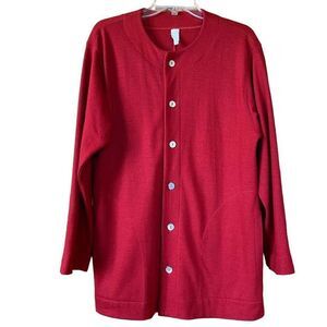 Dosa 100% Australian Merino Wool Red Plus Size 3 Cardigan Super Soft